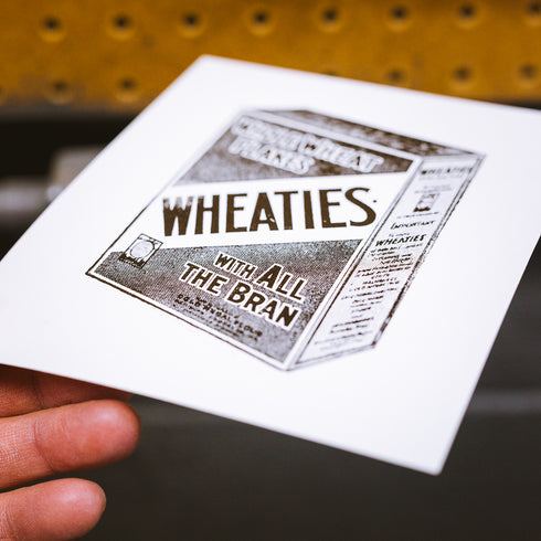 "Breakfast of Champions" Block Print - Vintage Woodblock